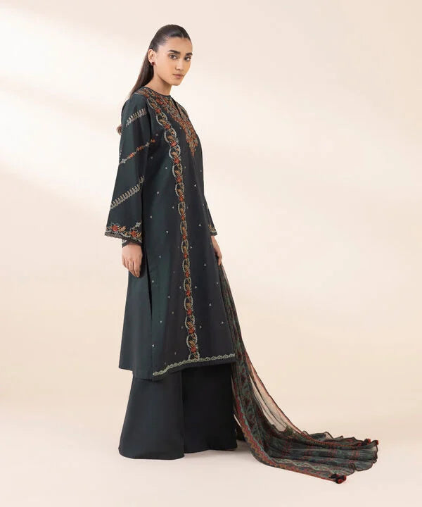 SAPPHIRE-3PC LAWN EMBROIDERED SHIRT WITH MONARK PRINT DUAPATTA AND TROUSER-KUN-3651