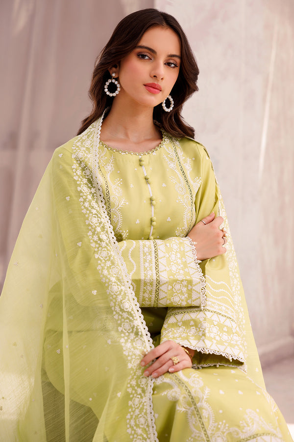 SAPPHIRE-3PC LAWN EMBROIDERED SHIRT WITH ORGANZA EMBROIDERED DUPATTA AND LAWN TROUSER-KUN-3697
