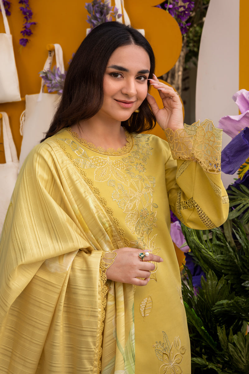 RANG RASIYA-3PC LAWN EMBROIDERED SHIRT WITH MONARK PRINT DUPATTA AND TROUSER-KUN-3701