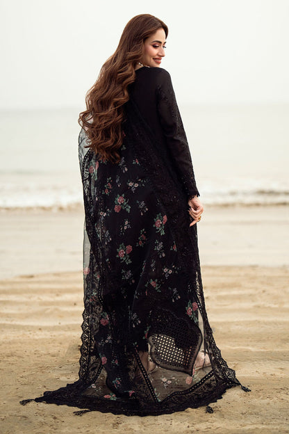 NUREH-3PC LAWN CHIKENKARI LASER EMBROIDERED SHIRT WITH ORGANZA EMBROIDERED PRINT DUPATTA-EID FESTIVE