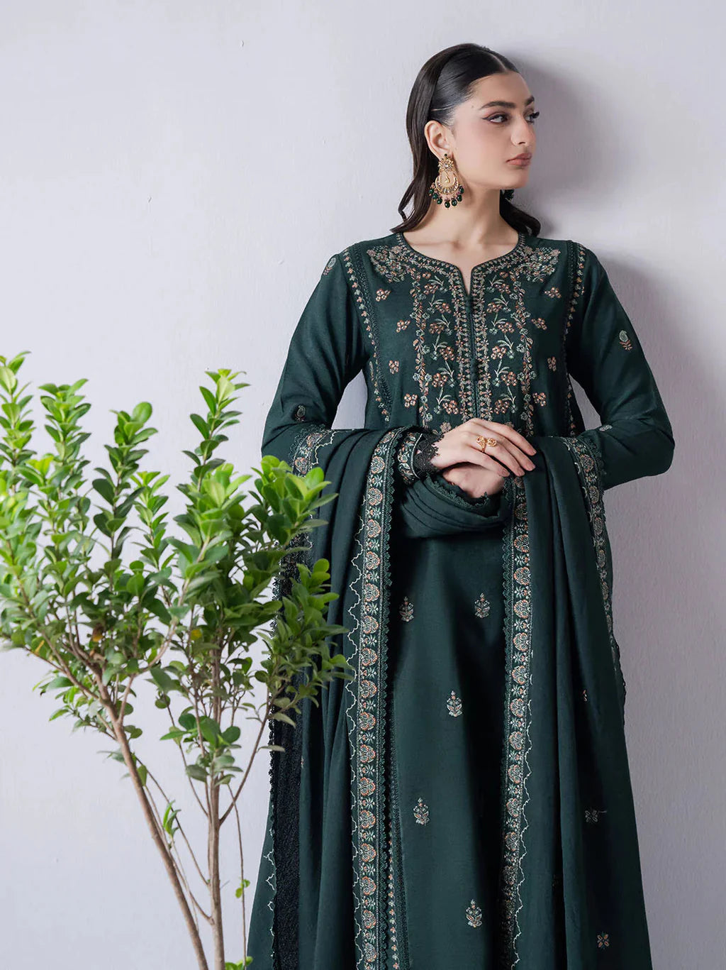 ASIM JOFA-3PC DHANAK EMBROIDERED SUIT-KUN-4190