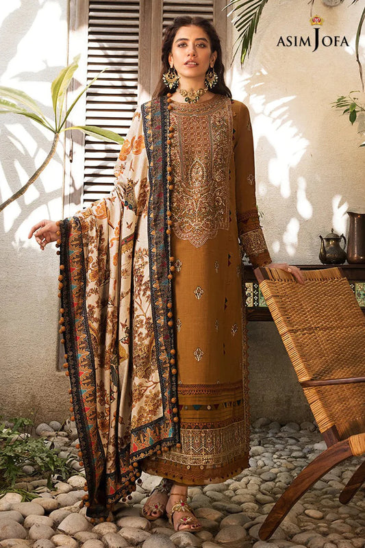 ASIM JOFA-3PC LAWN EMBROIDERED WITH MONARK PTINT DUPATTA & TROUSR-KUN-1024