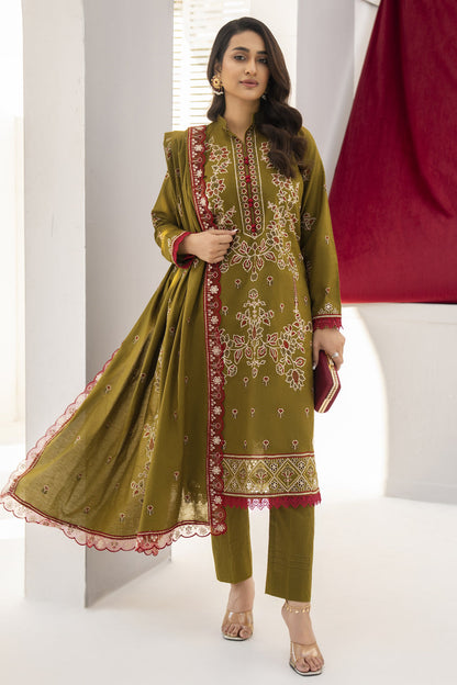 KUN-3PC LAWN EMBROIDERED SHIRT WITH LAWN EMBROIDERED READY TO WEAR DUPATTA-KUN-66