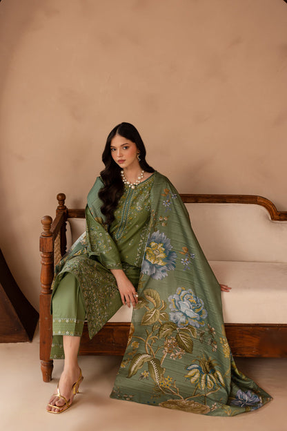 BATIK-3PC LAWN EMBROIDERED SHIRT WITH MONARK PRINT DUPATTA AND EMB TROUSER-KUN-3700