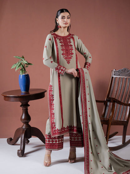 Asim Jofa-Lawn 3pc Embroidered Shirt With Lawn Embroidered Dupatta & Embroidered Trouser-KUN-3563