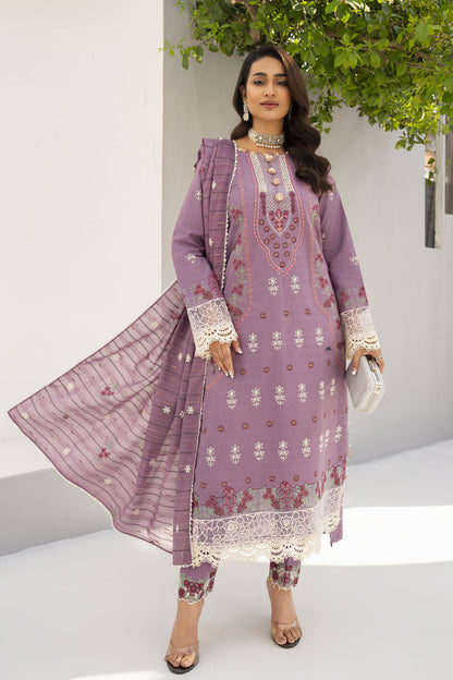 KUN-3PC LAWN EMBROIDERED SHIRT WITH LAWN EMBROIDERED READY TO WEAR DUPATTA-KUN-62