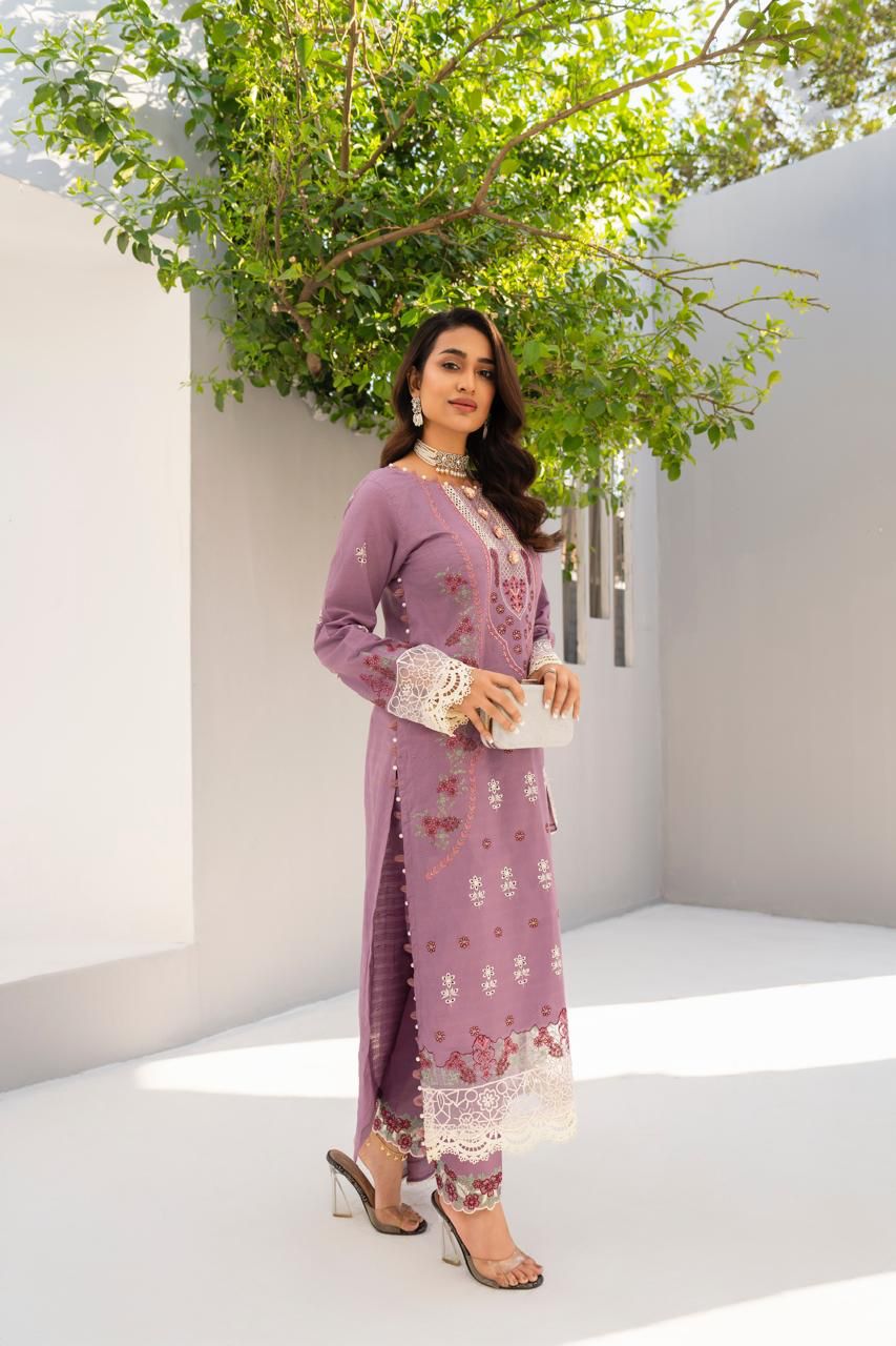 KUN-3PC LAWN EMBROIDERED SHIRT WITH LAWN EMBROIDERED READY TO WEAR DUPATTA-KUN-62