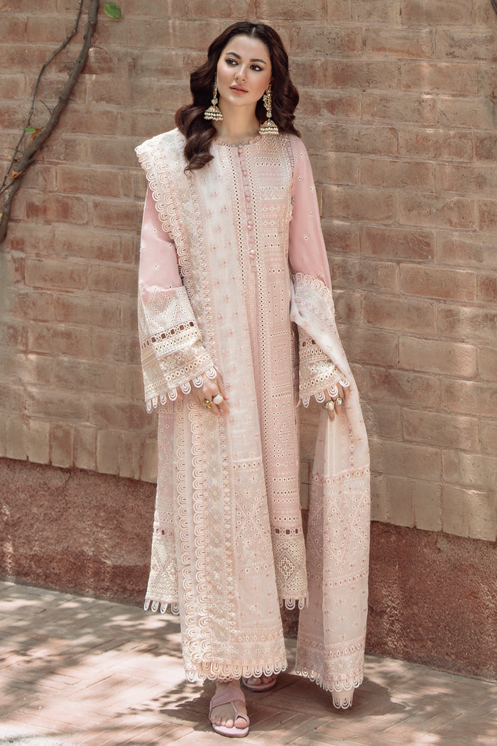 JAZMIN-3PC LAWN LASERCUT EMBROIDERED SHIRT WITH MONARK EMBROIDERED DUPATTA AND TROUSER KUN-3702