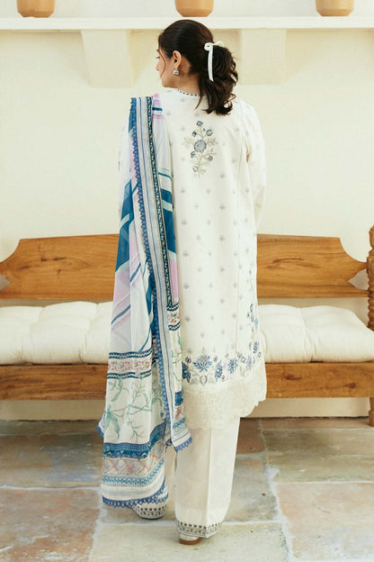 ZAHRA SHAHJAHAN- 3PC LAWN EMBROIDERED SHIRT WITH MONARK PRINT DUPATTA & TROUSER-KUN-3553