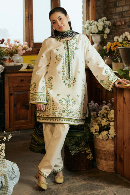 ZAHRA SHAHJAHAN- 3PC LAWN EMBROIDERED SHIRT WITH PRINT DUPATTA-KUN-2854