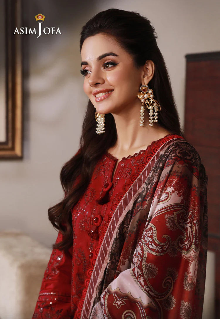ASIM JOFA-3PC DHANAK SEQUIN EMBROIDRED SUIT KUN-4228