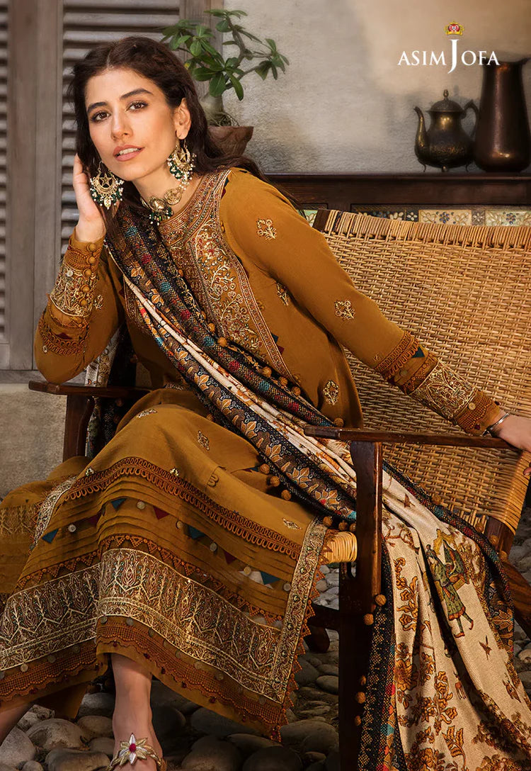 ASIM JOFA-3PC DHANAK EMBROIDERED SUIT-KUN-3537