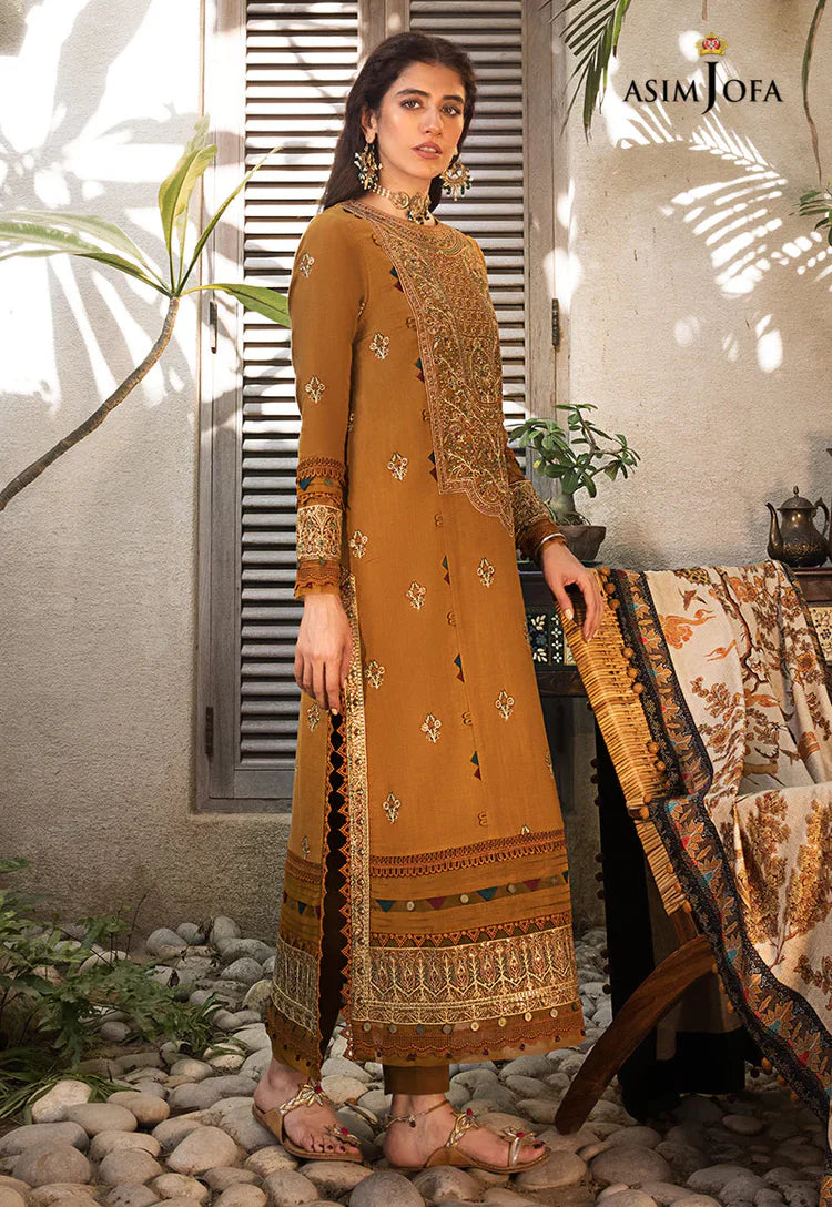 ASIM JOFA-3PC DHANAK EMBROIDERED SUIT-KUN-3537