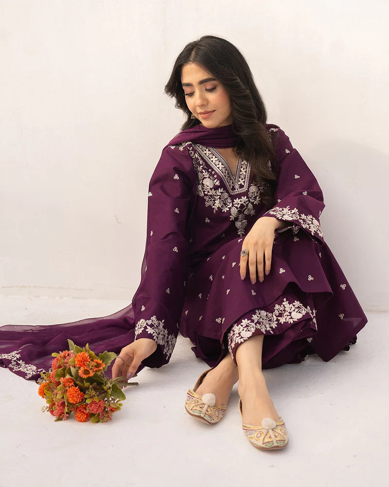 JAZMIN-3PC DHANAK EMBROIDERED SUIT KUN-2373