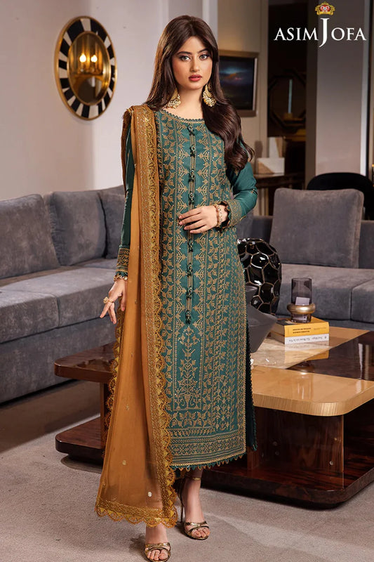 ASIM JOFA-3PC DHANAK EMBROIDERED SUIT-KUN-4153