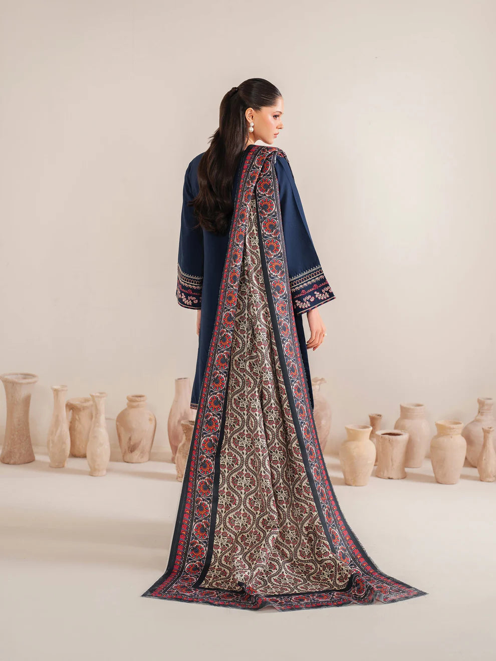 GARNET-3PC LAWN EMBROIDERED SHIRT WITH MONARK PRINT DUPATTA & LAWN TROUSER-KUN-3540