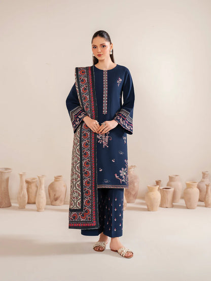 GARNET-3PC LAWN EMBROIDERED SHIRT WITH MONARK PRINT DUPATTA & LAWN TROUSER-KUN-3540