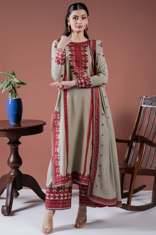 Asim Jofa-Lawn 3pc Embroidered Shirt With Lawn Embroidered Dupatta & Embroidered Trouser-KUN-3563