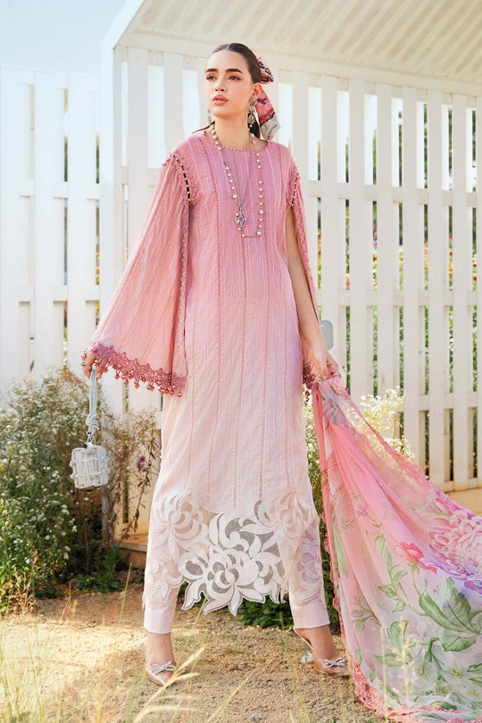 MARIA.B-3PC LAWN PRINTED EMB SHIRT WITH CHIFFON PRINT DUPATTA AND PRINT TROUSER-KUN-2512