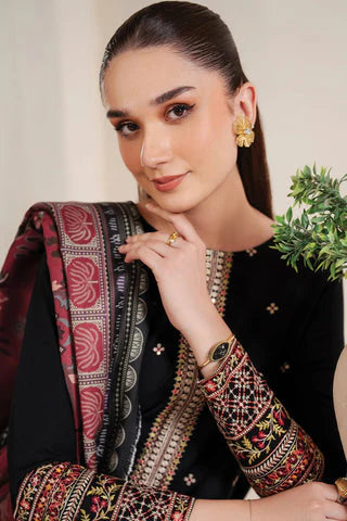 GARNET-3PC LAWN EMBROIDERED SHIRT WITH MONARK PRINT DUPATTA AND EMB TROUSER-KUN-3532