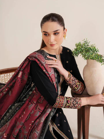 GARNET-3PC LAWN EMBROIDERED SHIRT WITH MONARK PRINT DUPATTA AND EMB TROUSER-KUN-3532