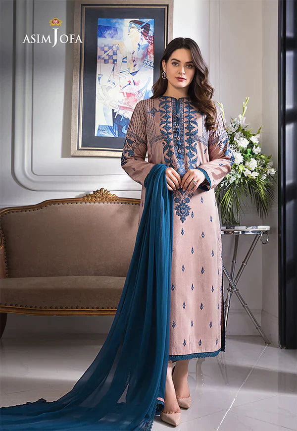 ASIM JOFA 3PC LAWN EMBROIDERED WITH BAMBER CHIFFON DUPATTA-KUN-3510