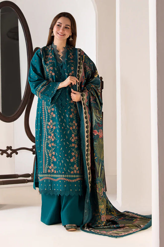 SOBIA NAZIR- 3PC LAWN EMBROIDERED SHIRT WITH MONARK PRINTED DUPATTA AND TROUSER-KUN-1056