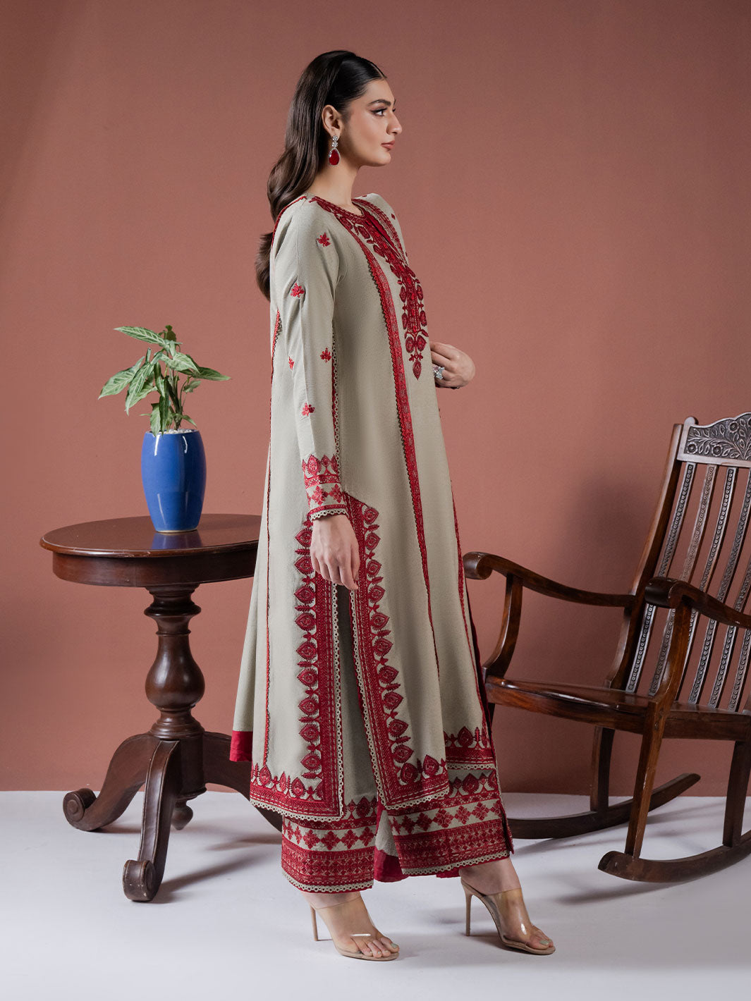 Asim Jofa-Lawn 3pc Embroidered Shirt With Lawn Embroidered Dupatta & Embroidered Trouser-KUN-3563