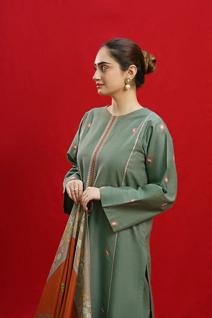 URGE-3PC LAWN EMBROIDERED SHIRT WITH MONARK PRINTED DUPATTA & EMB TROUSER-KUN-3558