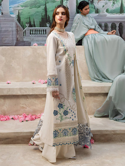 MAHNUR-3PC DHANAK LASER CUT EMB SUIT- KUN-4103