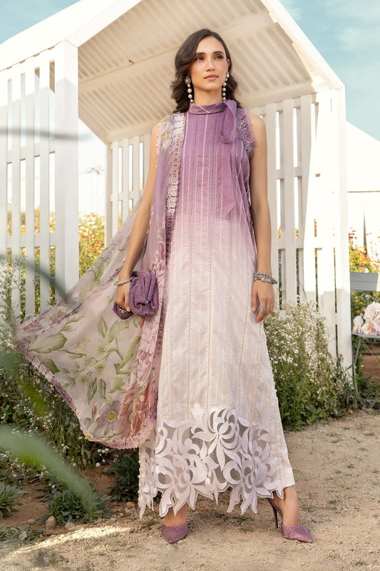 MARIA.B-3PC LAWN PRINTED EMB SHIRT WITH CHIFFON PRINT DUPATTA AND PRINT TROUSER-KUN-2511