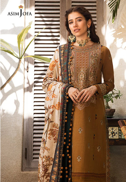 ASIM JOFA-3PC LAWN EMBROIDERED WITH MONARK PTINT DUPATTA & TROUSR-KUN-1024