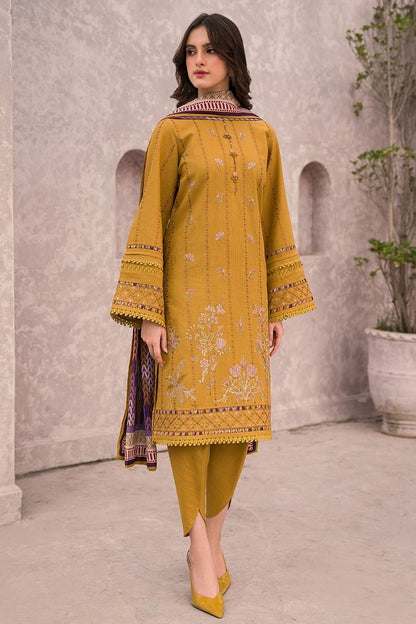 JAZMIN-3PC-LAWN EMBROIDERED SHIRT WITH MANNAR PRINT DUPATTA AND TROUSER-KUN-3509