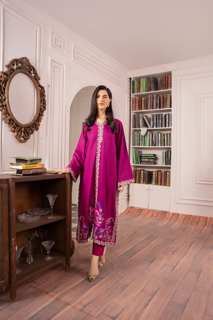 Asim Jofa-Lawn 3pc Embroidered Shirt With Bamber Chiffon Dupatta & Trouser-KUN-3567