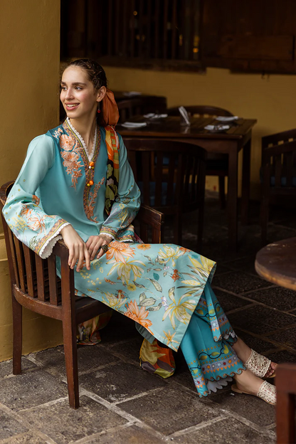 MUSHQ-3PC LAWN PRINTED SHIRT WITH CHIFFON PRINT DUPATTA AND PRINT TROUSER-KUN-2507