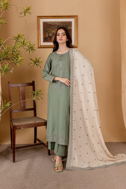 JAZMIN - 3PC LAWN EMBROIDERED SHIRT WITH LAWN EMBROIDERED DUPATTA AND LAWN TROUSER-KUN-3501