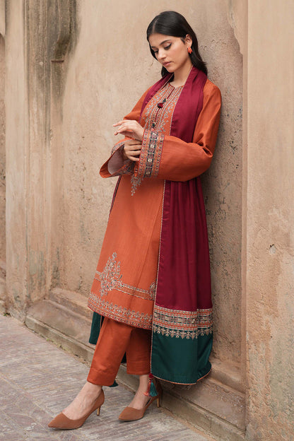 JAZMIN-3PC LAWN EMBROIDERED SHIRT WITH MONARK PRINTED DUPATTA & TROUSER-KUN-2219