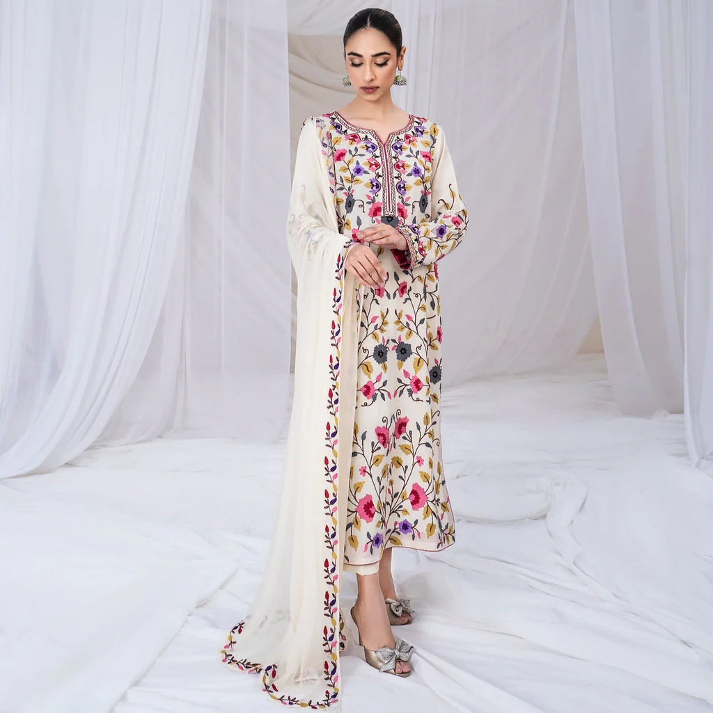 SAPPHIRE-3PC DHANAK EMBROIDERED SUIT-KUN-4299