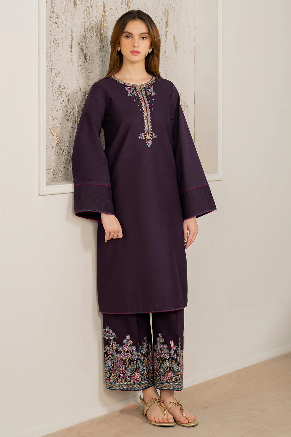 JAZMIN-2PC DHANAK EMBROIDERED SUIT KUN-113