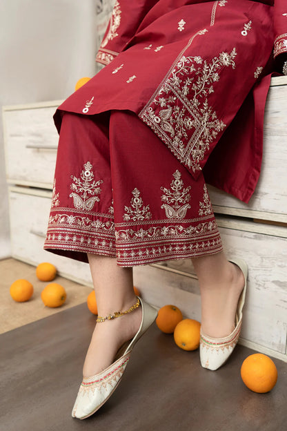 URGE - 3PC LAWN EMBROIDERED SHIRT WITH MONARK PRINTED DUPATTA AND EMB TROUSER-KUN-3582