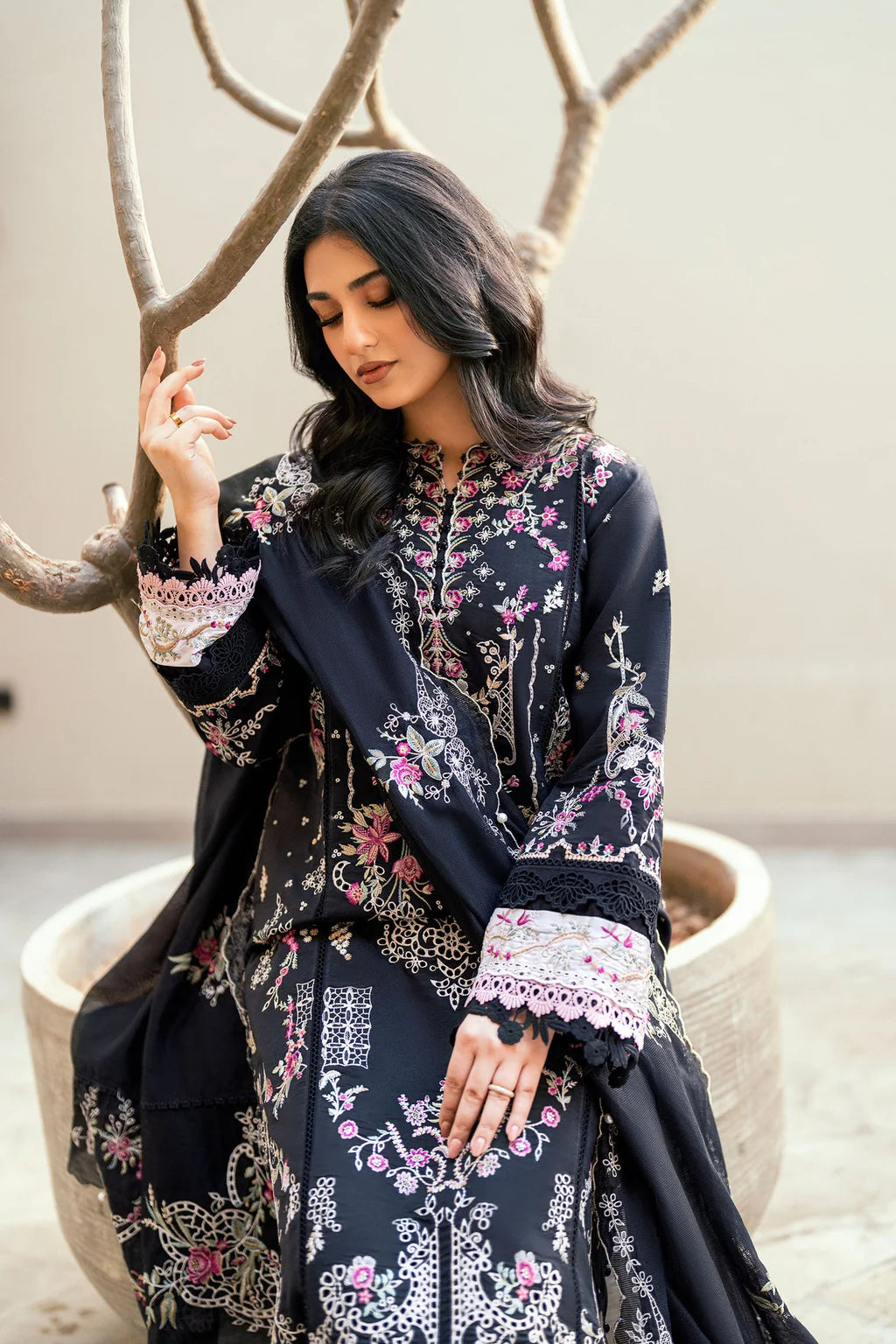 FLORENT-3PC DHANAK EMBROIDERED SUIT KUN-4229