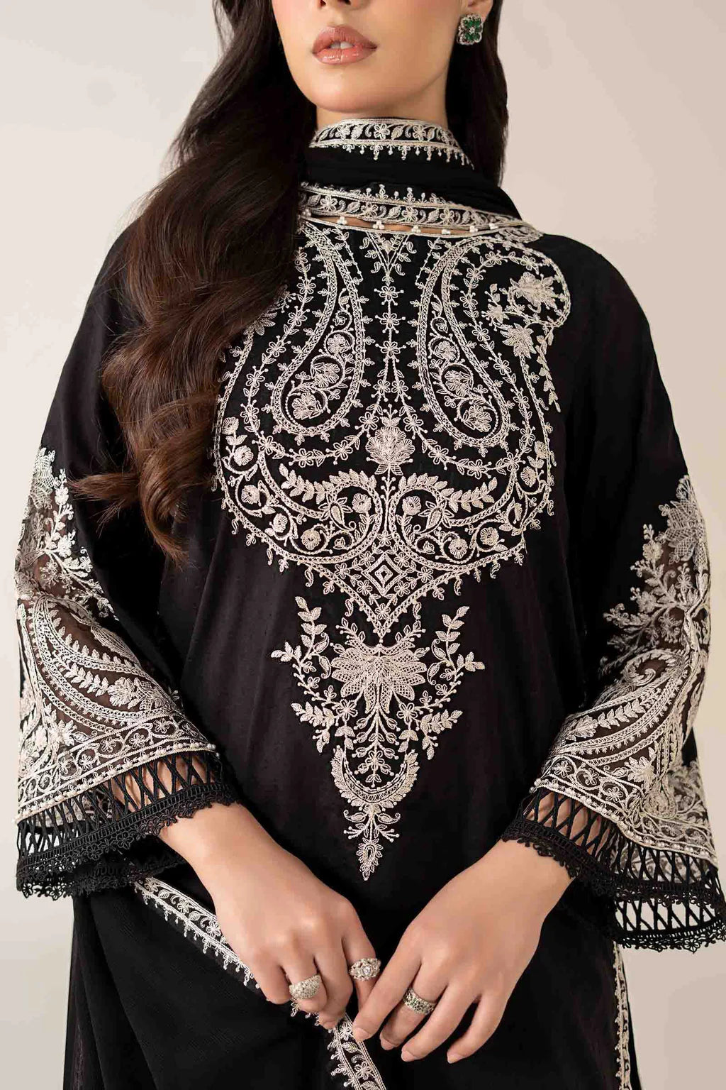 MARIA.B-3PC DHANAK EMBROIDERED SUIT KUN-4165