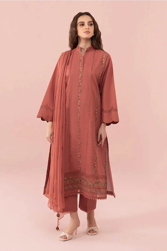 SAPPHIRE -3PC LAWN EMBROIDERED SHIRT WITH BAMBER CHIFFON EMBROIDERED DUPATTA-KUN-3542