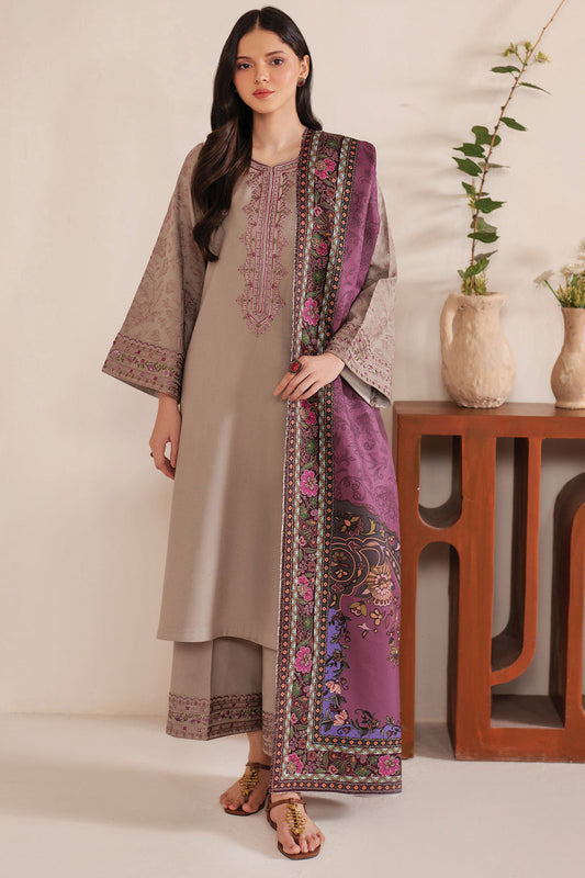 GARNET-3PC LAWN EMBROIDERED SHIRT WITH MONARK PRINT DUPATTA AND TROUSER-KUN-3534