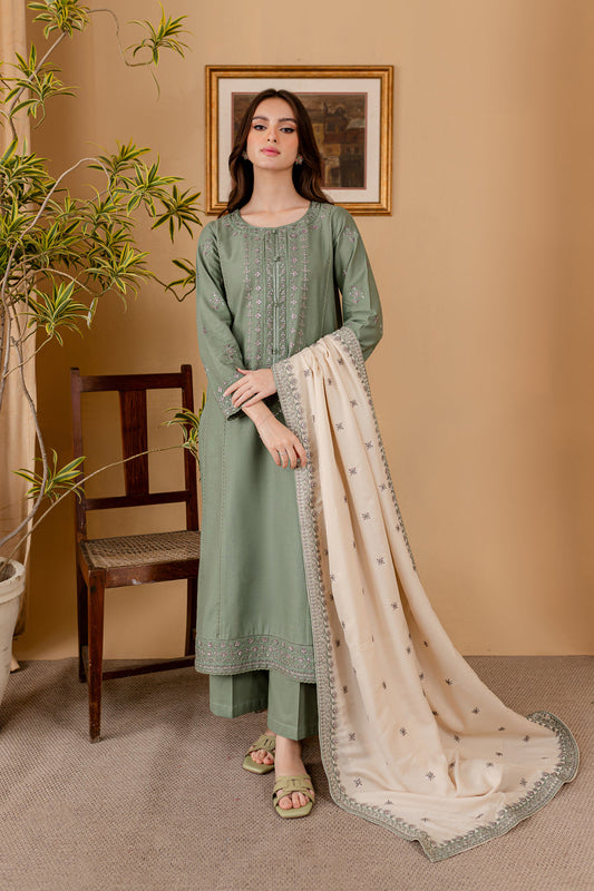 JAZMIN - 3PC LAWN EMBROIDERED SHIRT WITH LAWN EMBROIDERED DUPATTA AND LAWN TROUSER-KUN-3501