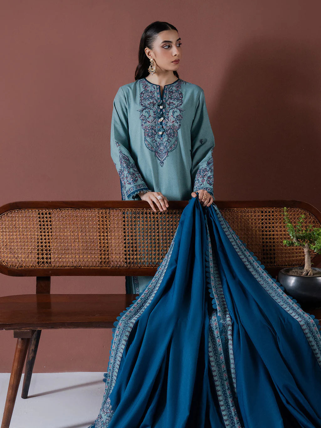 ASIM JOFA DHANAK EMBROIDERED SUIT-KUN-4217