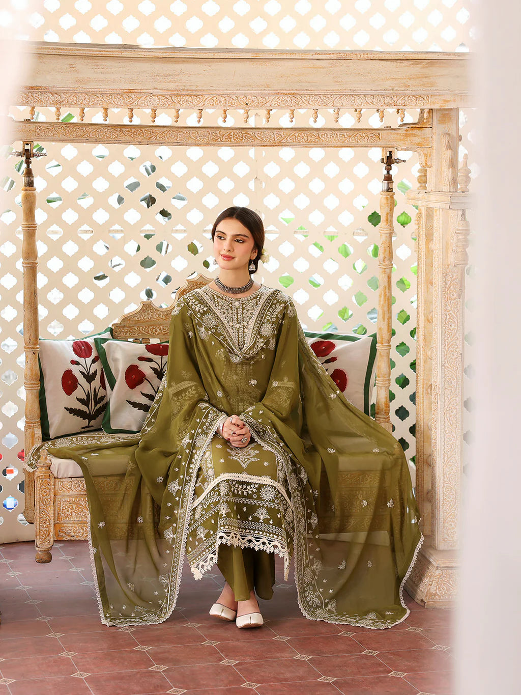 MAHNUR-3PC DHANAK EMBROIDERED SUIT-4033