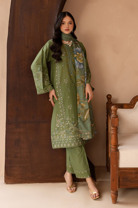BATIK-3PC LAWN EMBROIDERED SHIRT WITH MONARK PRINT DUPATTA AND EMB TROUSER-KUN-3700