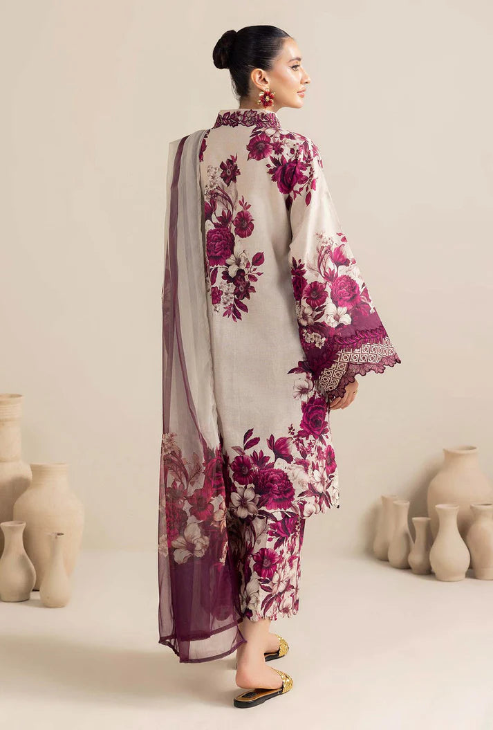 ADAN LIBAS-3PC LAWN PRINTED EMB SHIRT WITH CHIFFON PRINT DUPATTA AND PRINT TROUSER-KUN-2516