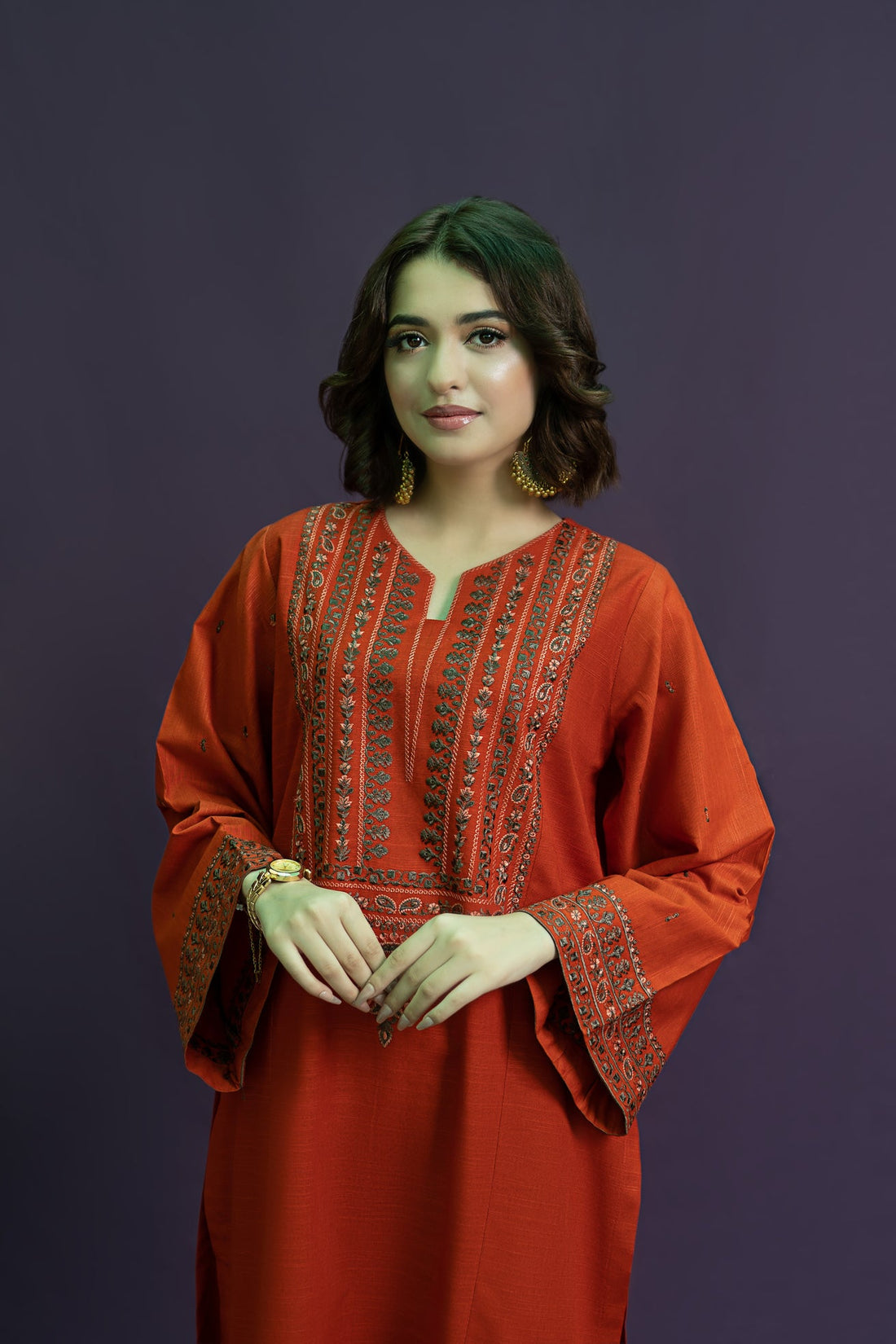 URGE-2PC LAWN EMBROIDRED SHIRT WITH AND EMBROIDRED TROUSER-KUN-1006